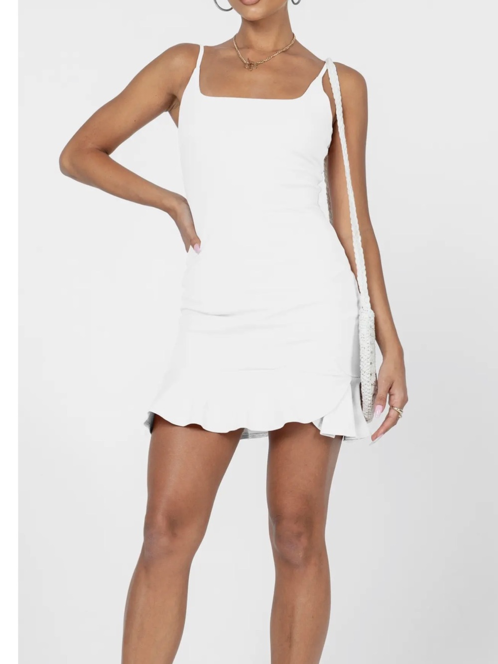 Princess Polly White Mini Dress with Ruffle Hem